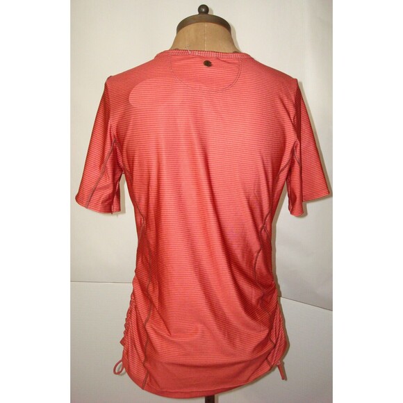 New Womens S Catarina Swim Surf Top Sun UPF 50 Prana Brown Orange Stripe Beach - Picture 4 of 8